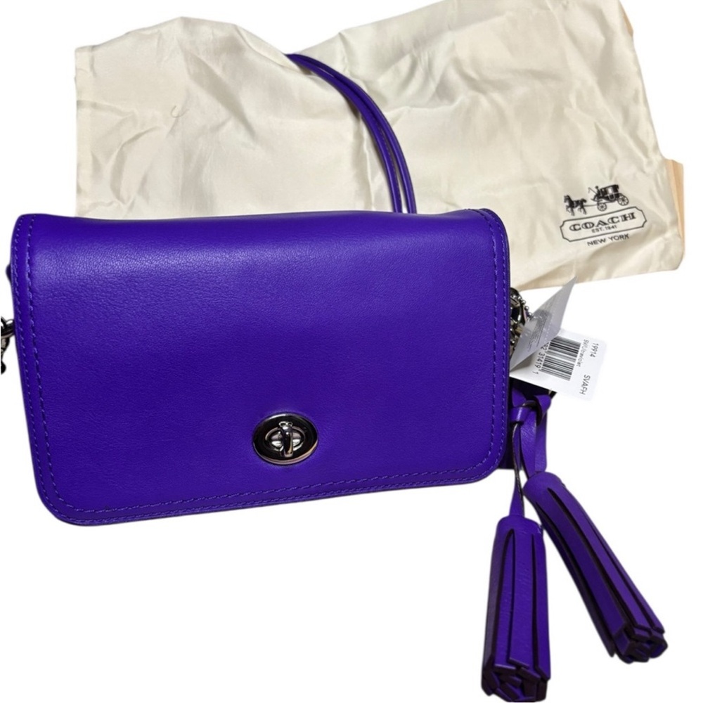 Coach Legacy Leather Crossbody Clutch Ultraviolet Purple 2012 NWT - Picture 11 of 11